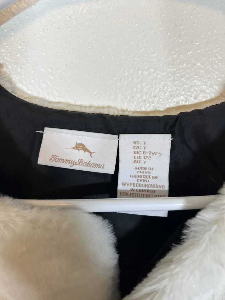 Chaleco Tommy Bahama Niña Blanco Imitación Piel Con Cinta Roja Talla 7 Foto 2 de 3