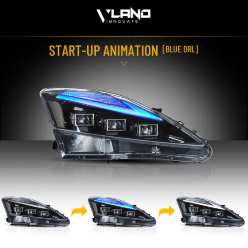 VLAND Headlights Projector LED For 2006-2013 Lexus IS250 IS350 ISF W/Animation - Picture 4 of 17