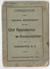 1896 Manchester N.H. Old Residents Assn. Original Membership List Booklet