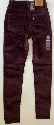 BNWT Ladies Levis 721 Skinny Burgundy Velvet Jeans W26 L28 Size 8 (414F) - Picture 4 of 13