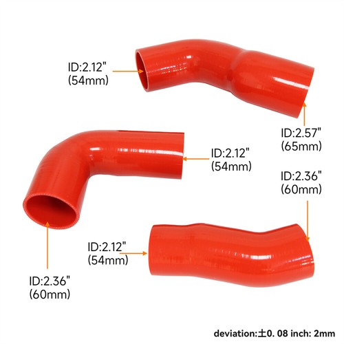 Silicone Intercooler Turbo Pipe Hose Kit For BMW E60 E61 530d 525d +T-Clamps Red - Picture 8 of 10