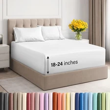 Extra Deep Pocket 4-Piece Sheet Set, Fits 18–24" Mattresses by CGK Linens