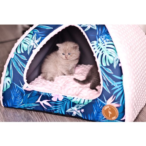 Cueva para perros WauWau / Cueva para gatos / Bella tropical / Rosa Minky 40 cm x 40 cm - Imagen 8 de 8