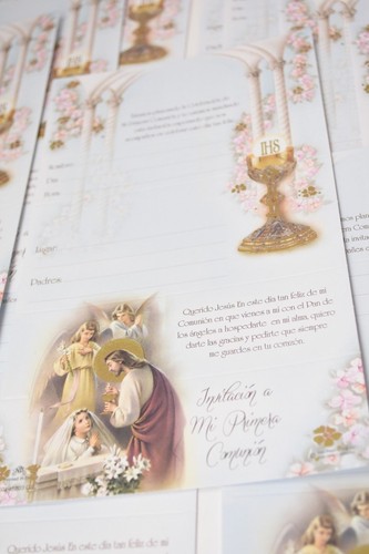 4 X INVITACIONES MI PRIMERA COMUNION NINA ESPANOL SPANISH 1ST COMMUNION INVITES - Picture 3 of 11