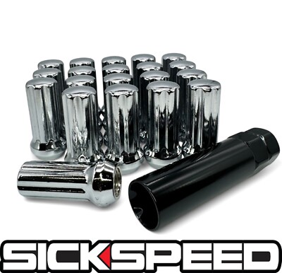 SICKSPEED 7 SPLINE CHROME 1/2X20 LUGNUTS 20PC CLOSED ENDED KEY INCLUDED