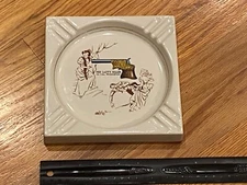 VINTAGE LARGE ASHTRAY - The Lady Killer 22 Cal. REMINGTON Pistol Advertisement