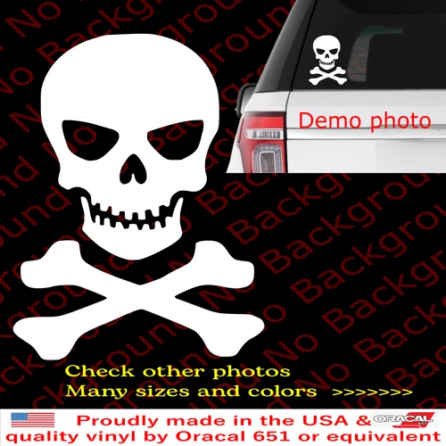 Skull and Crossbones Pirate Scary Vinyl Die Cut Decal | Die Cut Sticker FY123