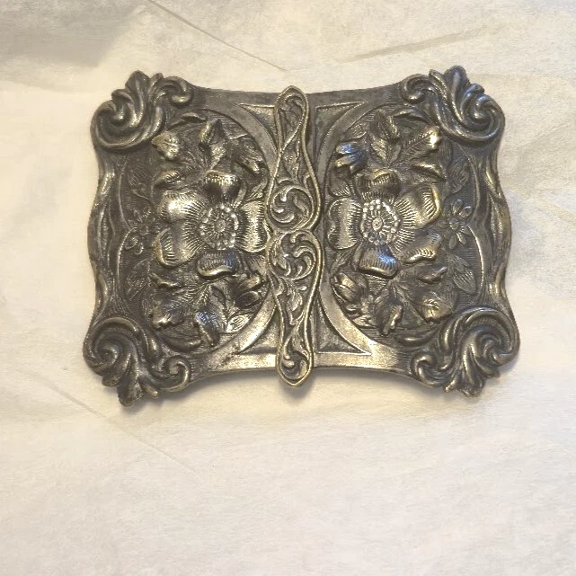 Art Nouveau Late 1800s Two Part Sash Buckle Repose Floral Leaves Vines Antique - Image 3 of 4