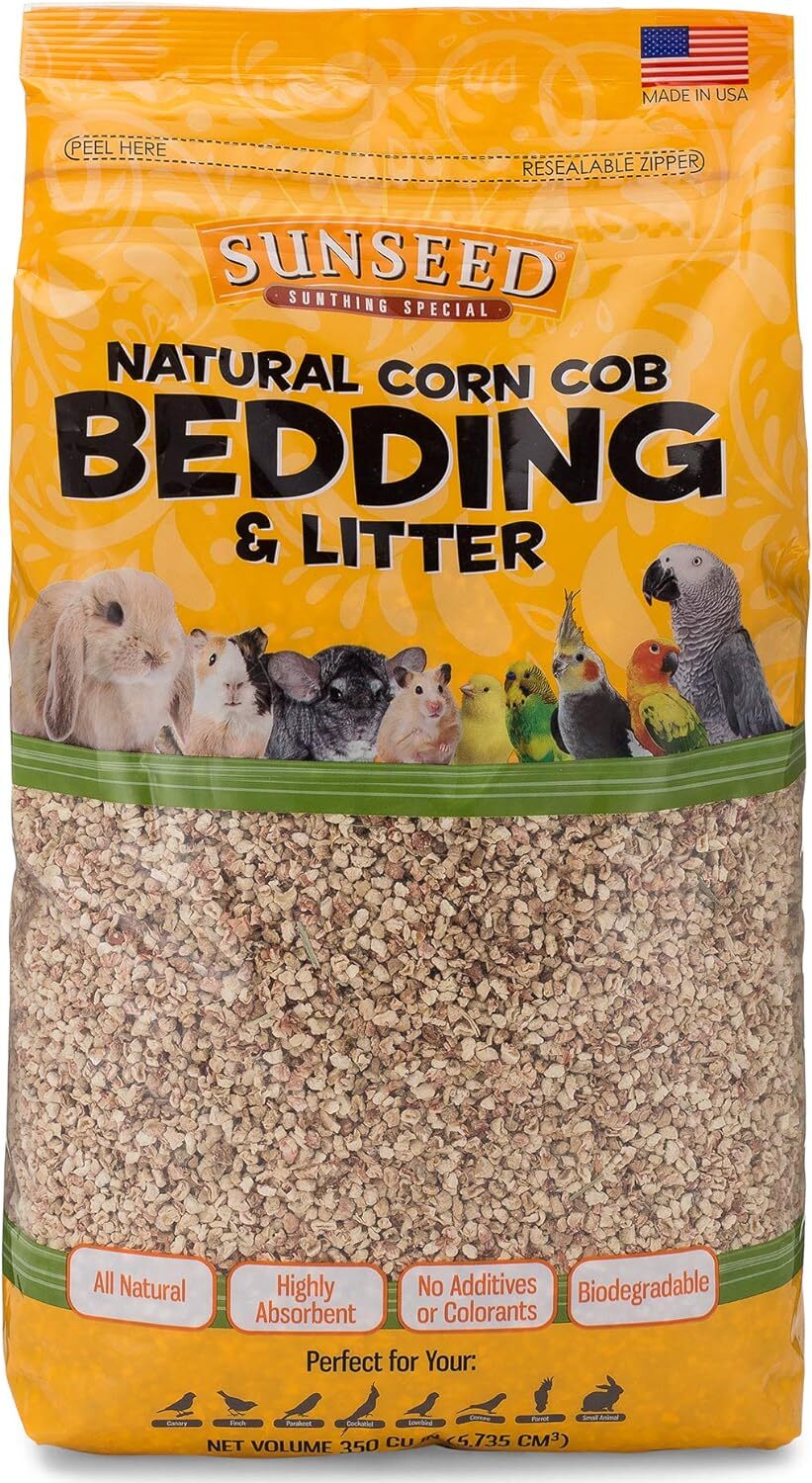 Natural Corn Cob Bedding & Litter for Pet Birds and Small Animals 350 Cubic Inch