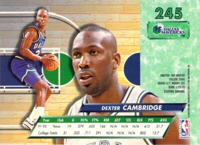 1992-93 Fleer Ultra Dexter Cambridge RC NBA Basketball Rookie Card