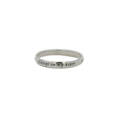 925 Sterling Silver 'ALWAYS IN MY HEART' Ring 48 -J  (R49010005) RRP£20