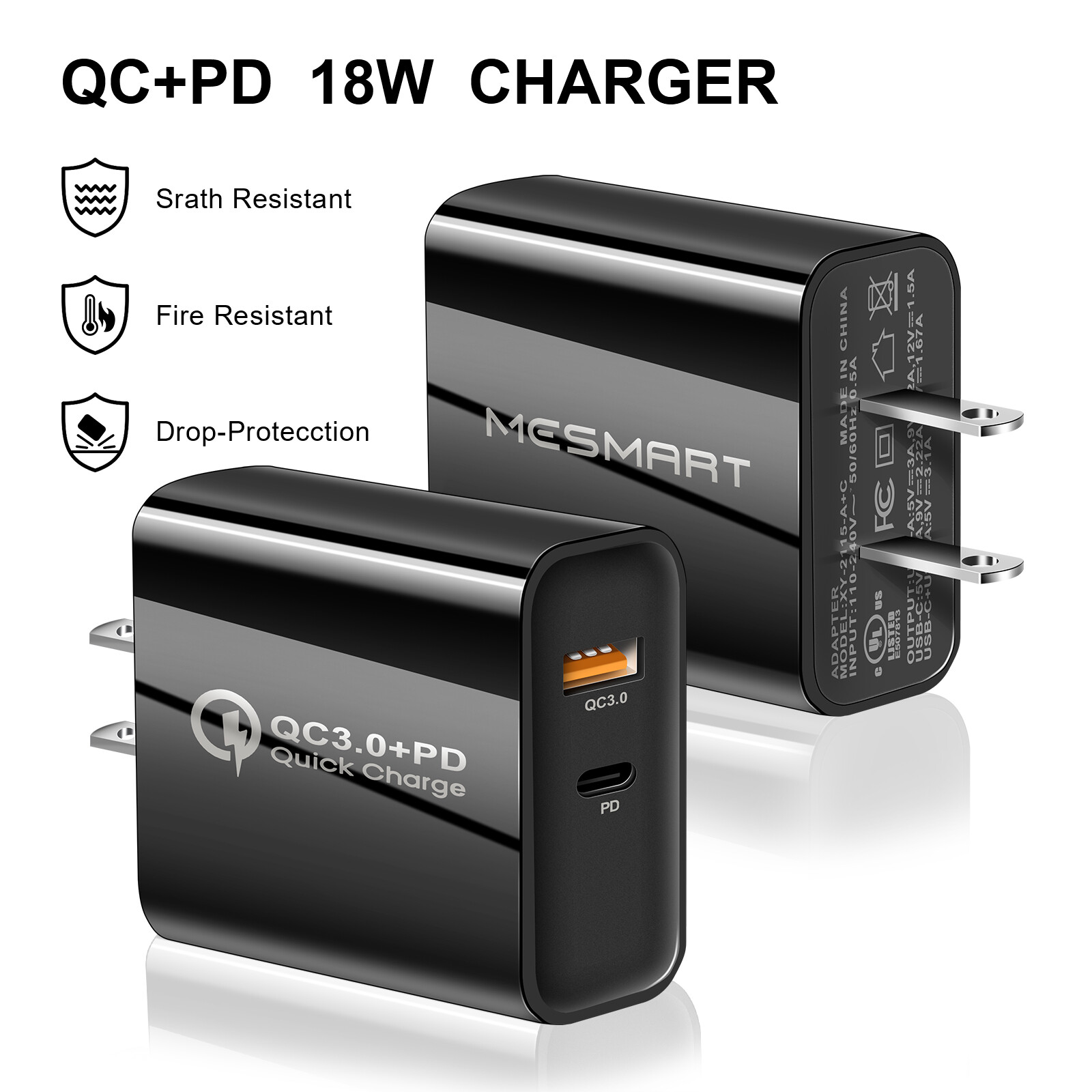 20W PD USB C Wall Charger Fast Quick Charge QC 3.0 Power Adapter Dual Ports Lot