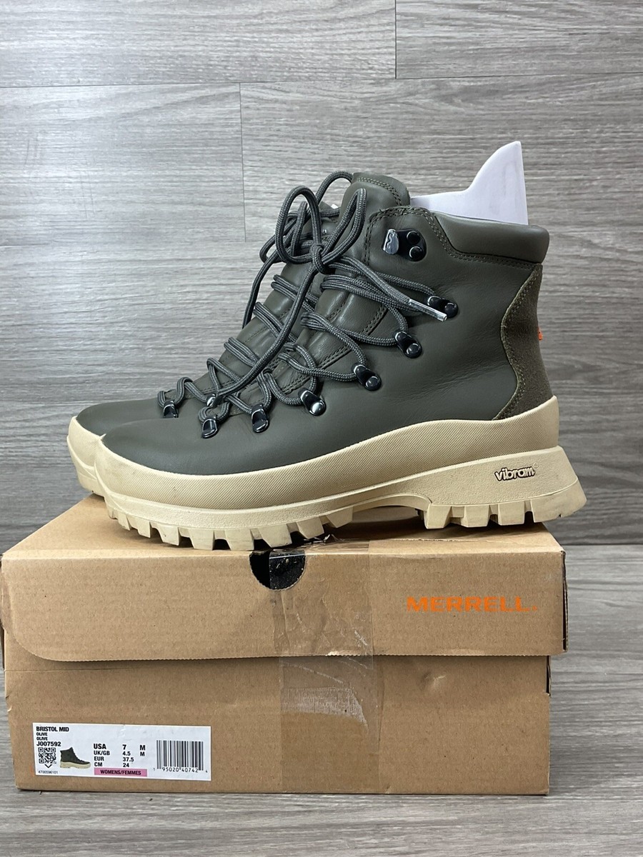 Merrell Women's Bristol Mid Olive Waterproof Hiking Boots J007592
