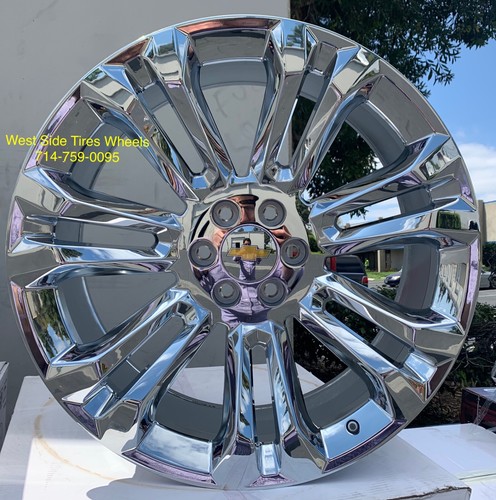 24” CK159 G10 FR55 CHROME WHEELS TIRES Silverado Tahoe Suburban Sierra Yukon - Picture 1 of 9
