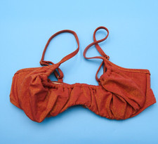 Victorias Secret 34B Brown Shimmer Ruffle Underwired Push Up Bikini Top Swimwear