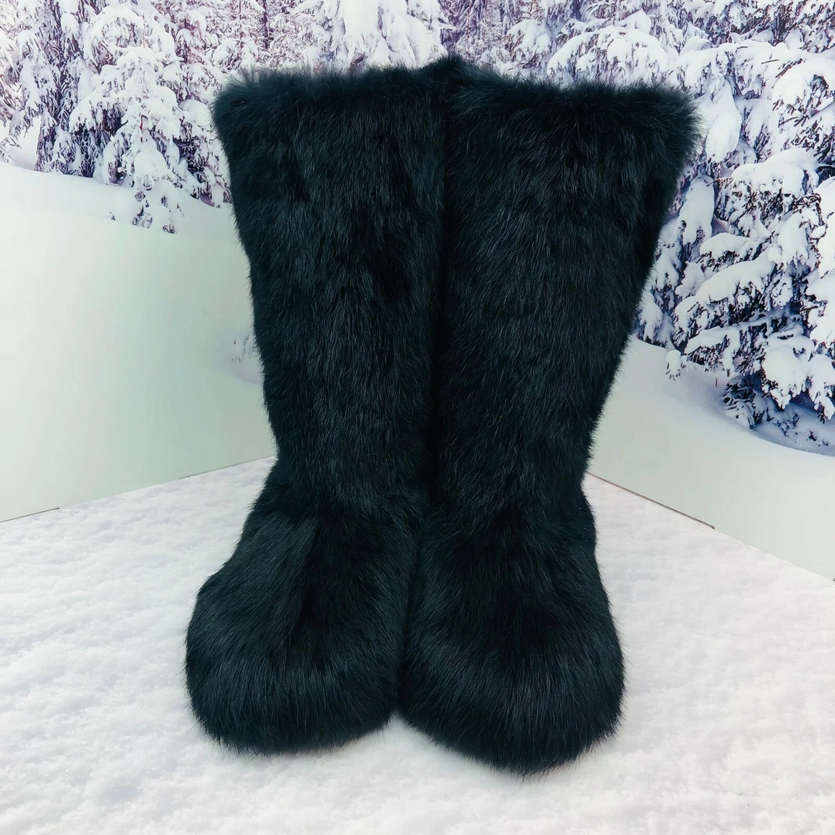 Rabbit fur boots women's best sale shoes