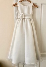 New White Long Dress Age 5 Party Communion Baptism Bridesmaid Gown  