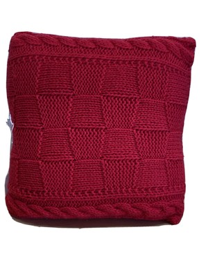 red sweater pillow