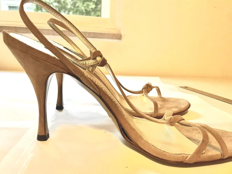 Dolce & Gabbana High Heeled Sandals, Size 41 / 11 , Suede, Beige Color - Image 3 of 4