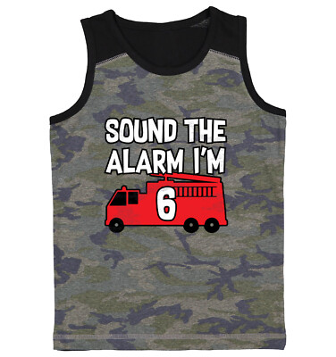 Sound The Alarm I'm 6 - Future Firefighter Truck Hero Youth Contrast Tank Top