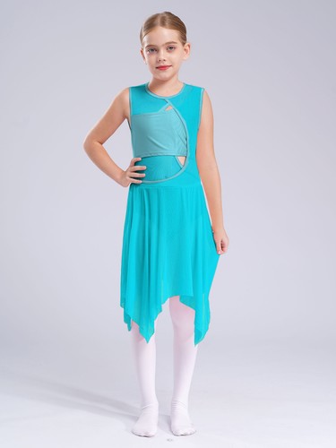 Girls Perform Leotard Mesh Tulle Skirt Dress Lyrical Ballet Modern Dance Costume - Picture 10 of 70