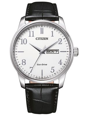 Citizen BM8550-14A Eco Drive Uhr Herrenuhr Lederarmband Datum schwarz