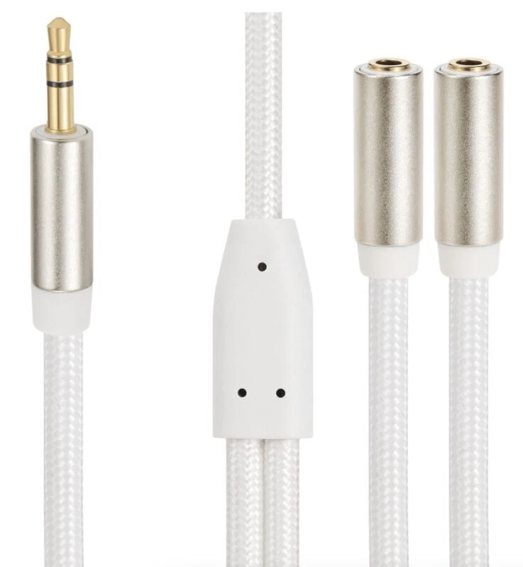 3.5mm Male to Dual 3.5mm Female Headset Y Splitter Audio Extension Cable - Image 2 of 4