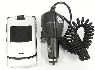 Motorola RAZR V3m - Silver ( Page Plus Cellular ) Very Rare CDMA Phone - Bundled