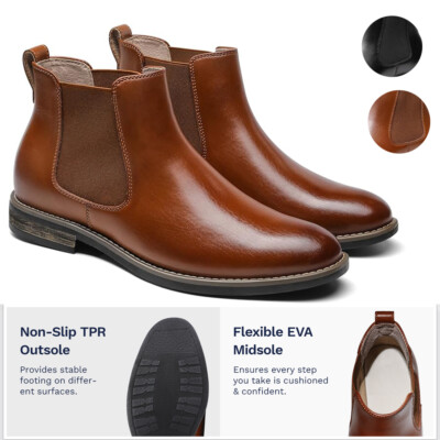 Men's Suede Leather Chelsea Ankle Boots Slip On Boots for Casual and Formal