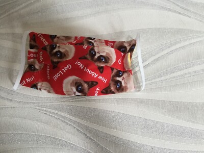 Grumpy Cat Gesichtsmaske hausgemacht 100% Baumwolle wiederverwendbar Öko waschbar Erwachsene