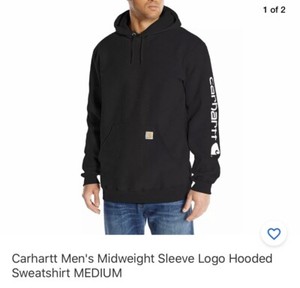 carhartt men's midweight signature sleeve logo hooded sweatshirt