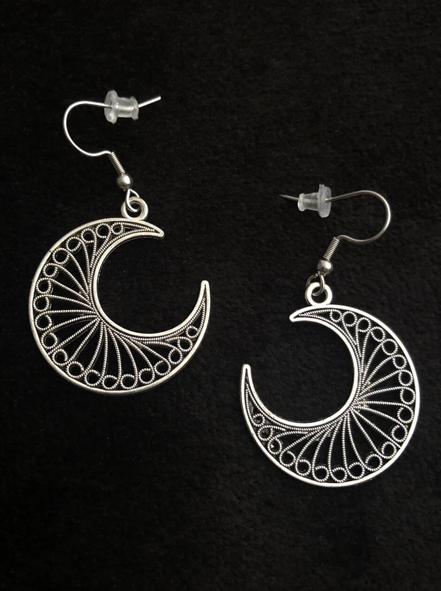 Star earring & crescent moon earrings gift, moon phase large statement  earrings, mismatched earrings, silver earrings, hypoallergenic earrings  mothers day gift for women : Amazon.co.uk: Handmade Products