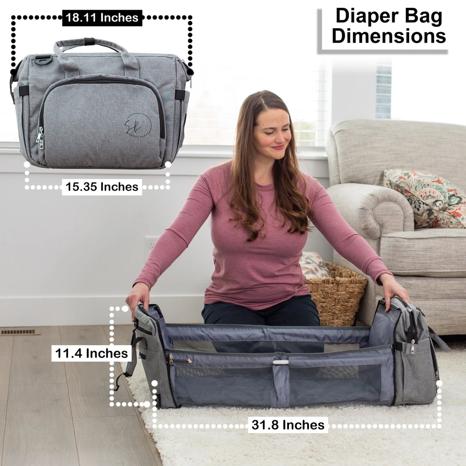 SHWAY BABY DIAPER TOTE BAG CHANGING STATION PORTABLE BACKPACK & BASSINET- BLACK - Image 2 of 4