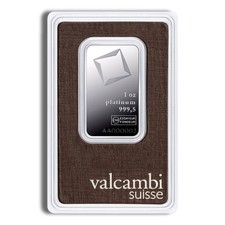 1 oz Platinum Bar - Valcambi (Carded) 1805.83 per troy oz