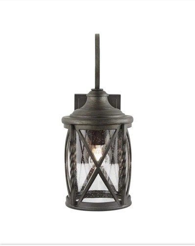 Walcott Manor 14.5 in. 1-Light Antique Pewter Hardwired Outdoor Wall Lantern Sco - Picture 2 of 4