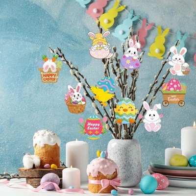 10 Stück Hase Eier Ornamente Ostern Hängedeko Tischschilder Geschenk Schreibtisch