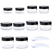 10pcs Small Travel Containers, Black Sample Jars with Screw Lids, 5 Size 3/5/10/