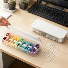 Cable Organizer Box with 7 Wire Ties, 2 Pack Desktop Cord Management Storage ...