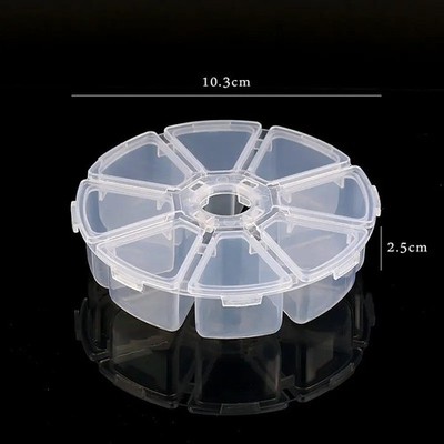 8-Fach Runde Kunststoff Aufbewahrungsbox Transparent für Perlen & Schmuck