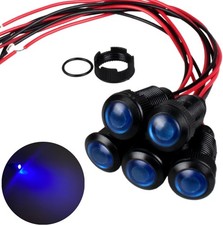 12mm 12V 24V LED Indicator Light Black Signal Dot Lamp 1/2 Inch Mounting Blue
