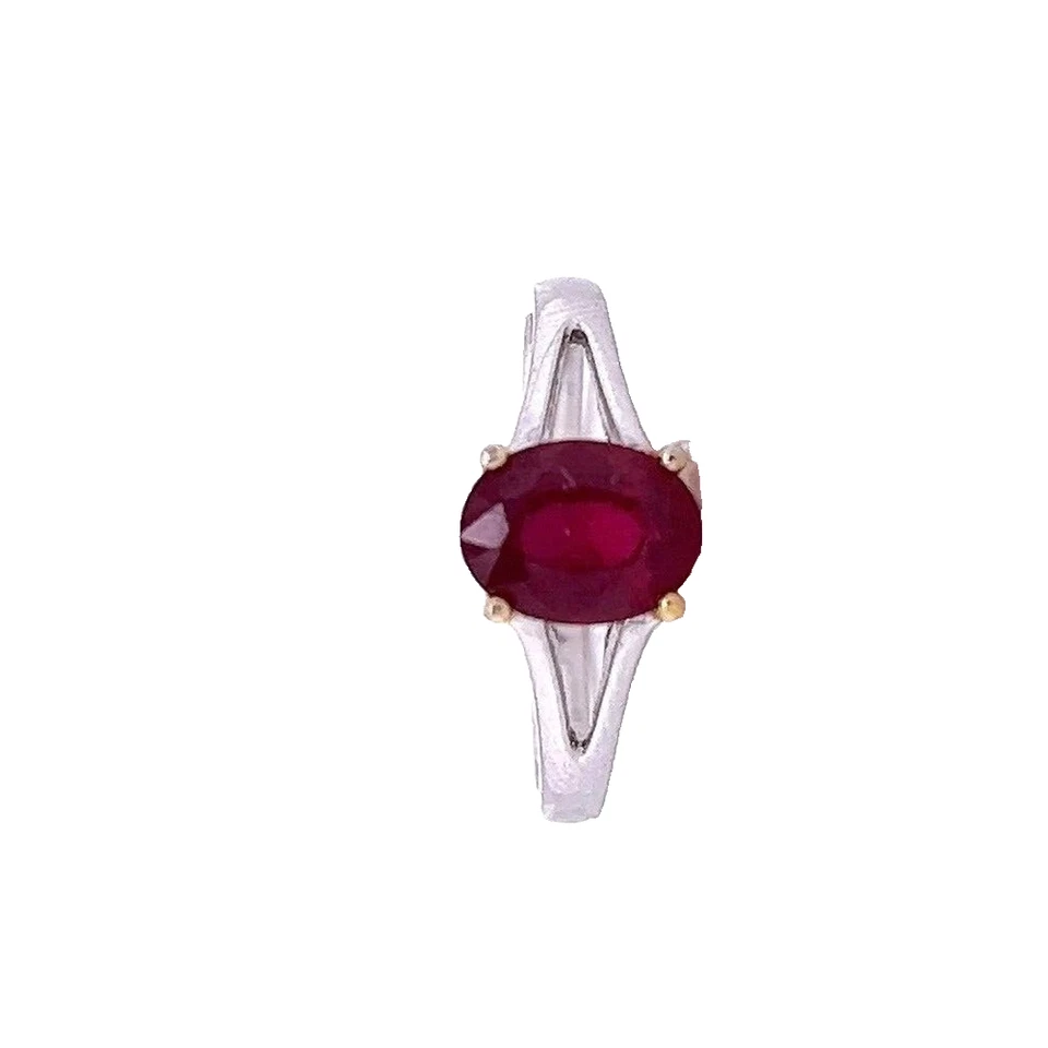 14K Multi Tone Gold 1.50 Carat Natural Red Ruby Split Shank Solitaire Gift Ring - Image 2 of 4