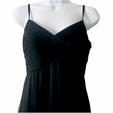 BHLDN Gown Sz S Babydoll black maxi Dress spaghettis straps Anthropologie