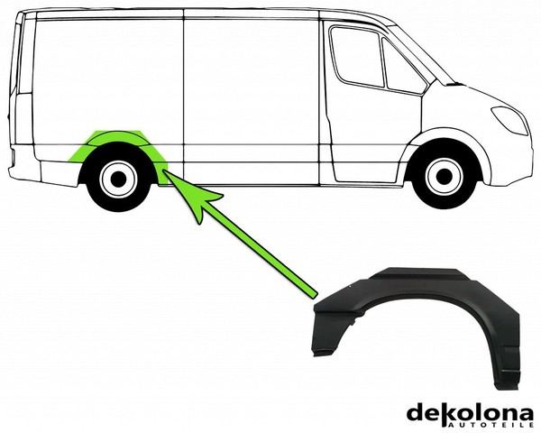 Reparaturblech KotflüGel Hinten Rechts FüR Vw Transporter 4 Kasten 2.5 90-03-image