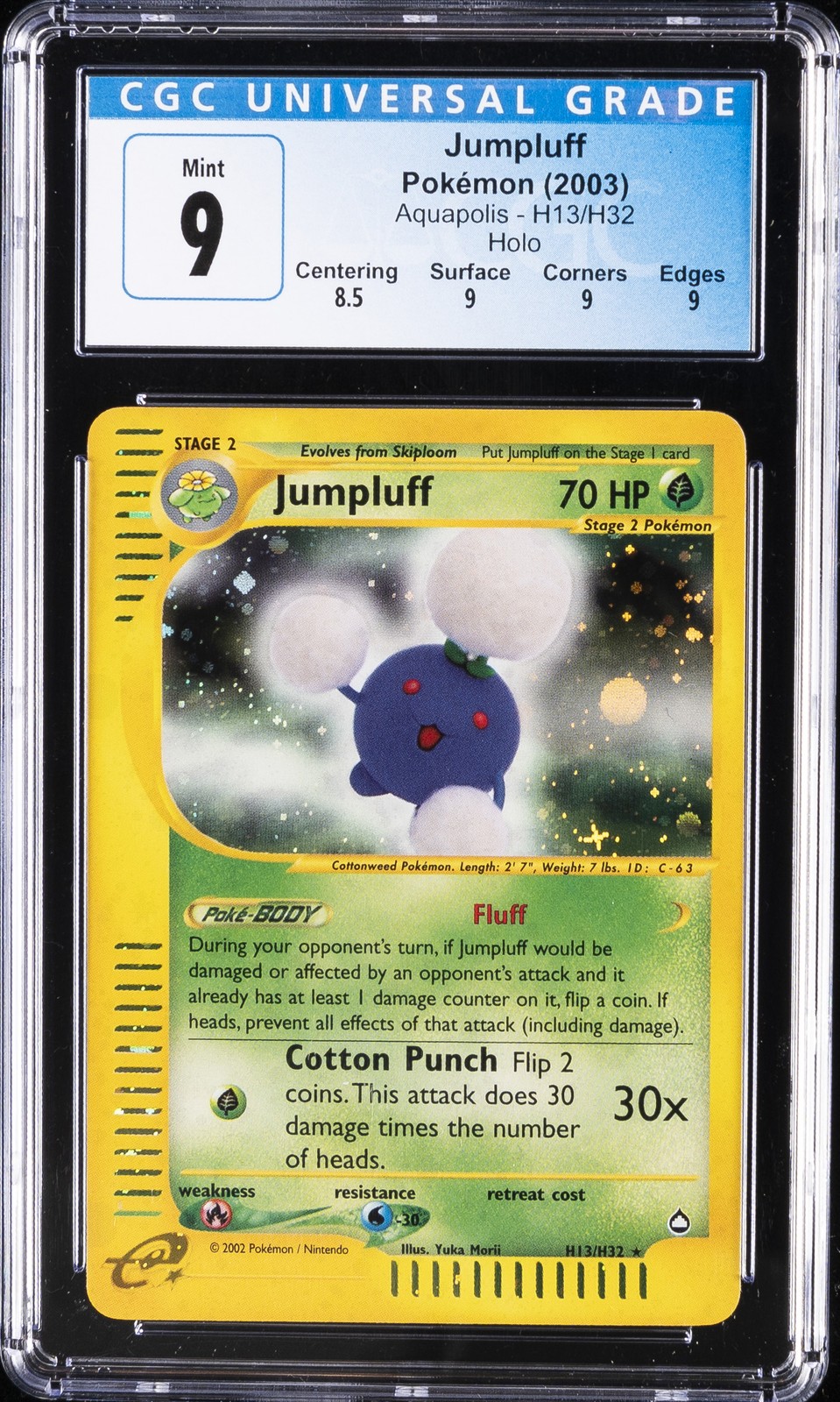 2003 POKEMON AQUAPOLIS HOLO #H13 JUMPLUFF CGC 9