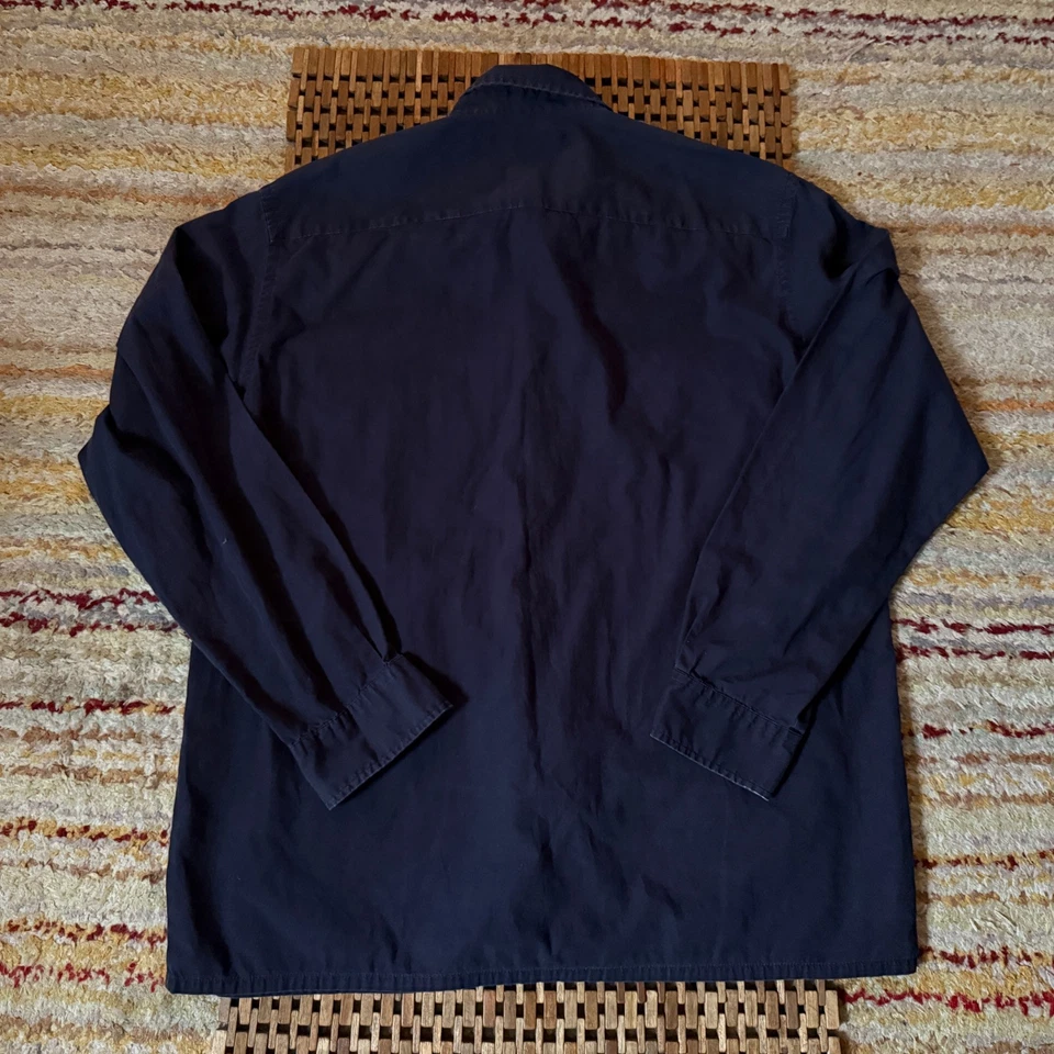 J. Camisa de trabajo CREW con botones azul marino para hombre talla grande L Foto 2 de 3