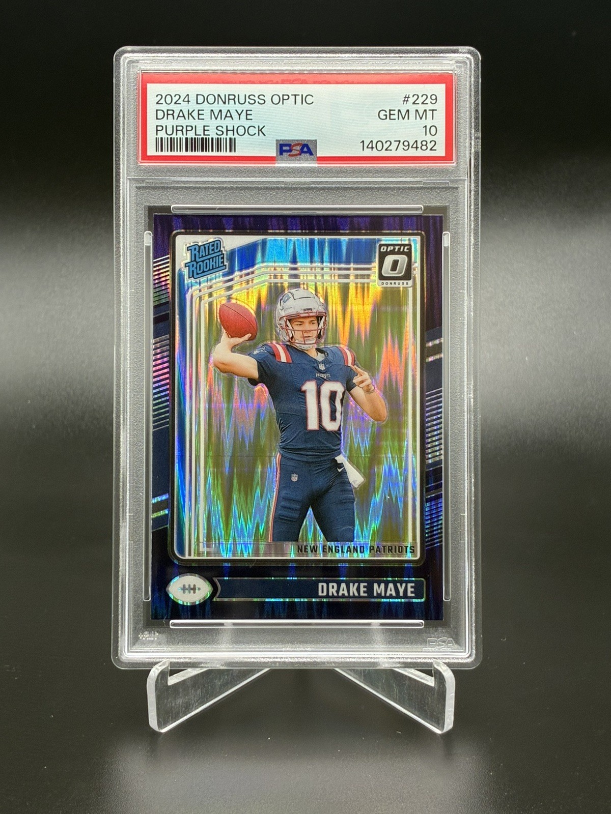 2024 Donruss Optic - Rated Rookie Drake Maye #229 Purple Shock Prizm PSA 10 🔥🔥