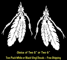 Native American Feathers Mirrored Color & Size Options Vinyl Decal Window Car
