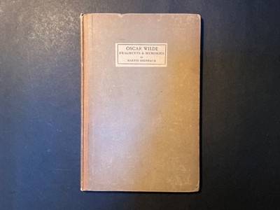 Antiquarian Book - Oscar Wilde : Fragments and Memories - 1920