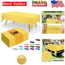 Elegant Yellow Disposable Tablecloths - 6 Pack, 54 x 108 Inch Waterproof Covers