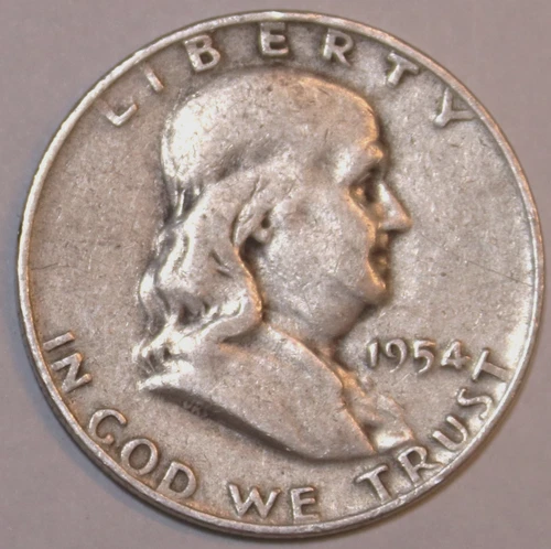 1954-D Franklin Half Dollar - 90% Silver - Circulated - Very Fine - #1230EB